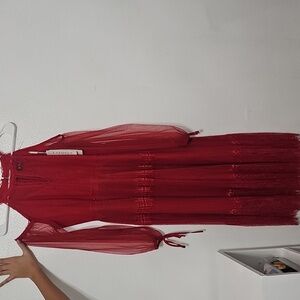 Popsy Elegant Red Long Sleeve Dress
